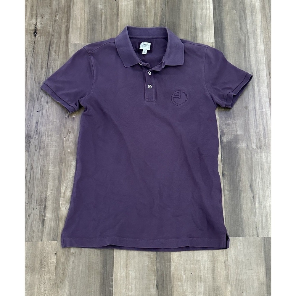 Armani Collezioni Men's XS Xtra Small Purple Polo Shirt Embroidered Logo